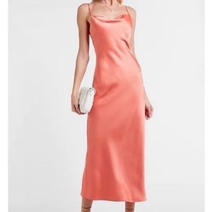 Express Coral Satin Cami Dress